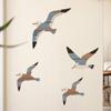4 шт./набор Чайка Настенное украшение Приморский стиль Настенные акценты Деревенский шарм Ручная работа Птица Настенный подвесной декор