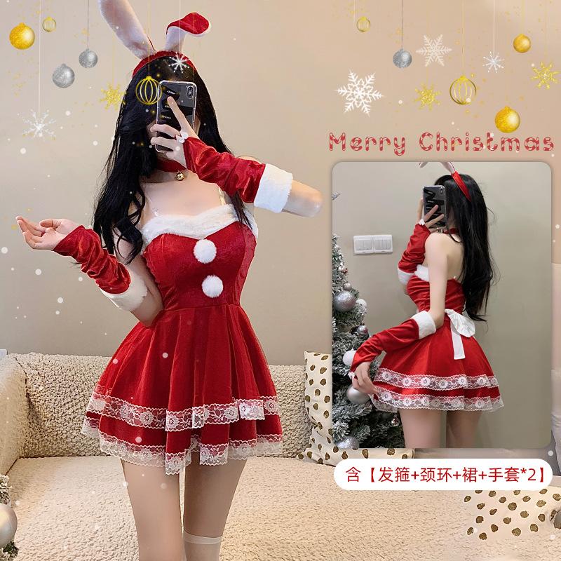 Нижнее белье Зайчик Рождественское платье Сексуальная униформа Соблазн Платье Страсти Маленькая грудь Новое платье Женщины