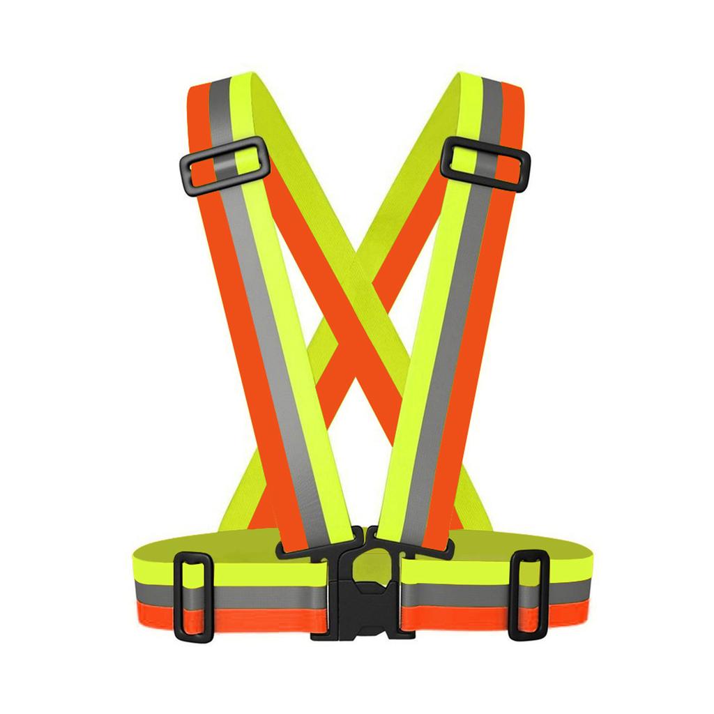 Adjustable Reflective Safety Vest High Visibility Elastic Strap Belt with 1.5cm Reflective Strip for Night Running Cycling