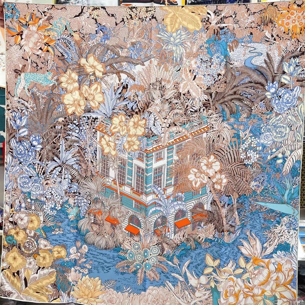 Шелковый твиловый шарф Silk Road в черно-белом французском стиле для весны/лета