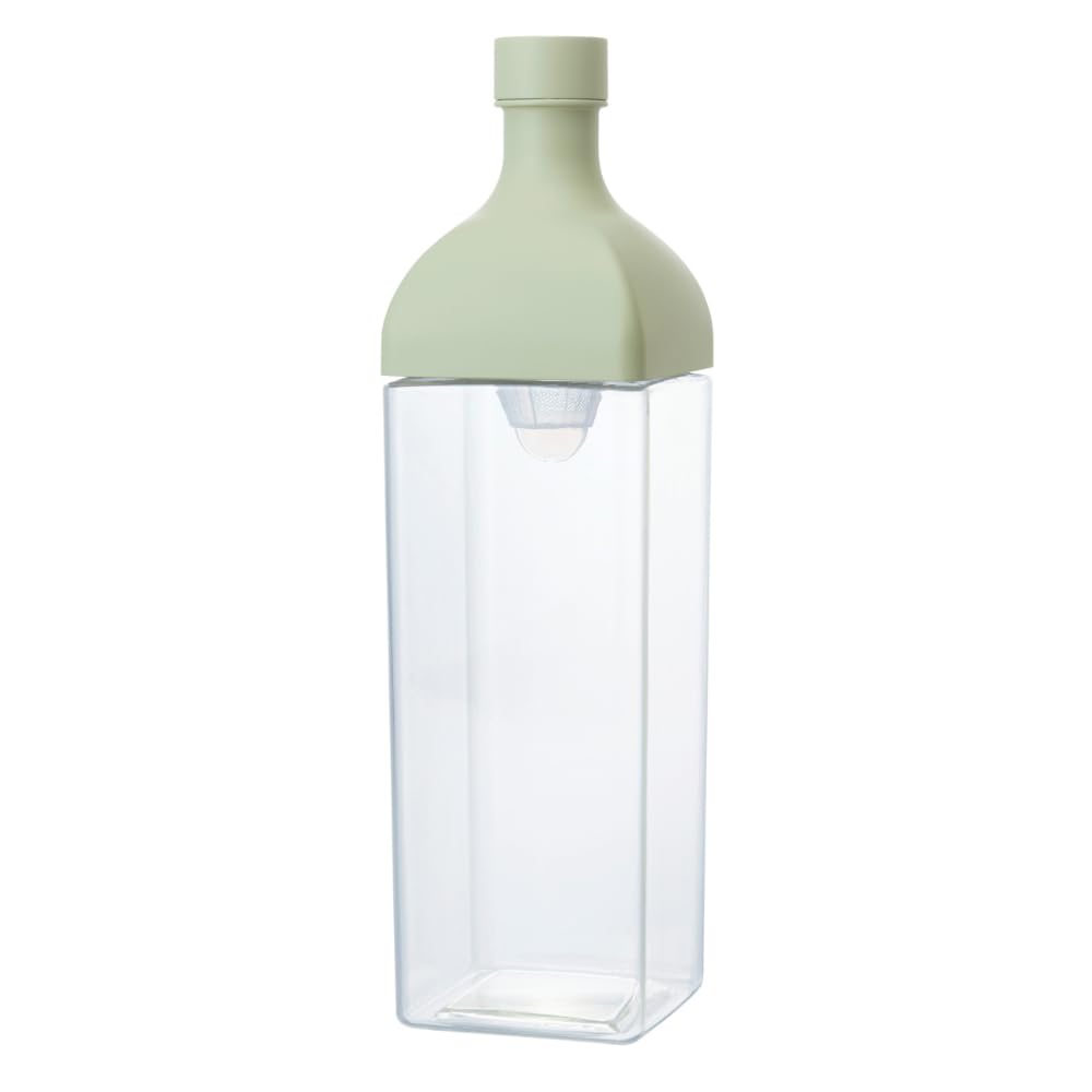 Hario Kirk Bottle, 1200ml, Smoky Green, Resin, Vertical and Horizontal, with Tea Strainer, Made In Japan, KAB-120-SG