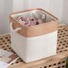 1PC Cube Folding Storage Basket Cotton Linen Fabric Storage Basket With Handles