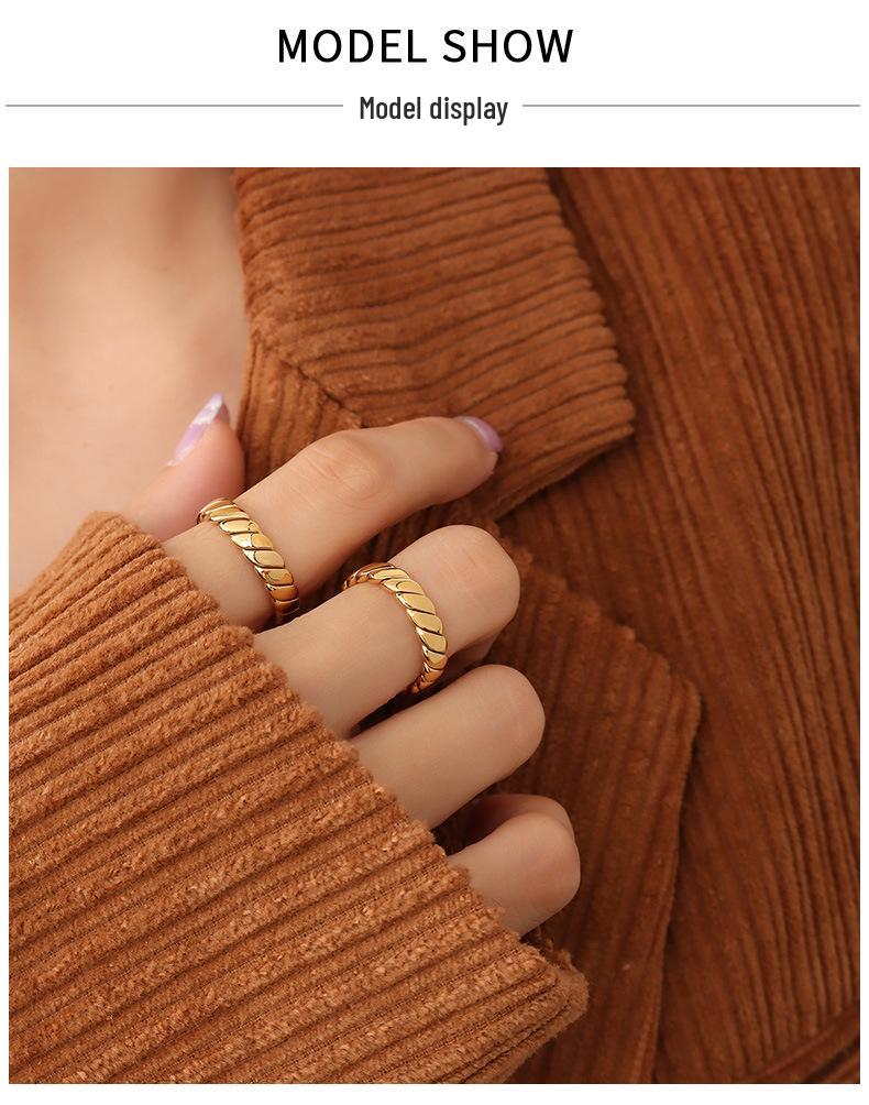 Французские ретро геометрические кольца для пары из нержавеющей стали с 18-каратным золотым покрытием - нишевый INS стиль