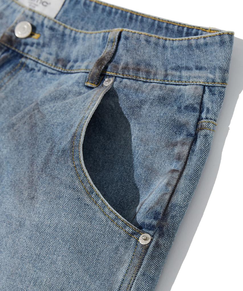 CRITIC Dirty Washed Denim Pants Light Blue