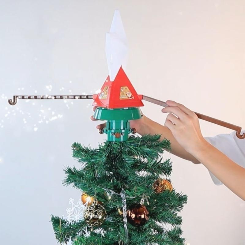 Celebratory Motion Activated Tree Top Twirling Star Decoration With Colorful Radiances And Tune USB Propelled