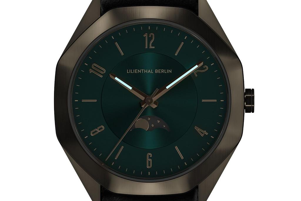 Lilianthal Berlin Фаза Луны Сделано в Черном Наручные часы, Германия, OM1-003-CB004BB, Мужские,
