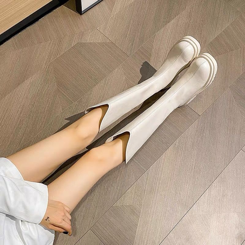 Platform Round Toe Warm Ladies Mid Calf Shoes Autumn Winter Leather Comfortable and Elegant Women's Half High Boots On Promotion