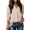 Women's Fashion V-Neck Casual Solid Color Three-Quarter Sleeve Top