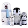 5 Pcs Nesting Dolls, Cute Bear Handmade Wood Stacking Nesting Dolls Matryoshka Dolls for KidsBirthday Holiday Wishing Gift, White Bear