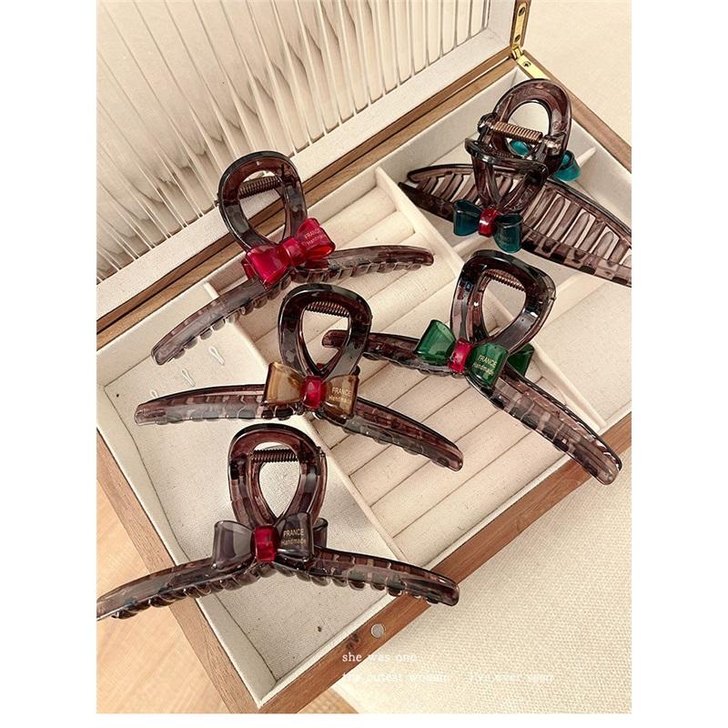Large Acrylic Bow Shark Clip Non Slip Thick Hair Claw Women Daily Back Head Updo Hair Accessories