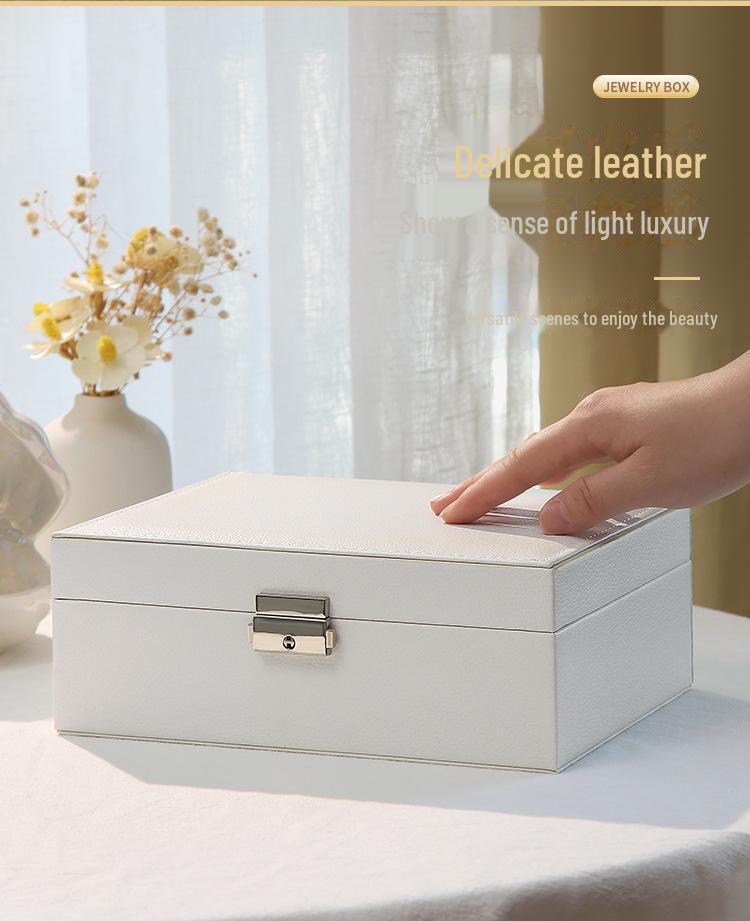 Роскошная двухслойная шкатулка для украшений с замком для ожерелий, колец, сережек и аксессуаров - большой органайзер для дорогих ювелирных подарков.