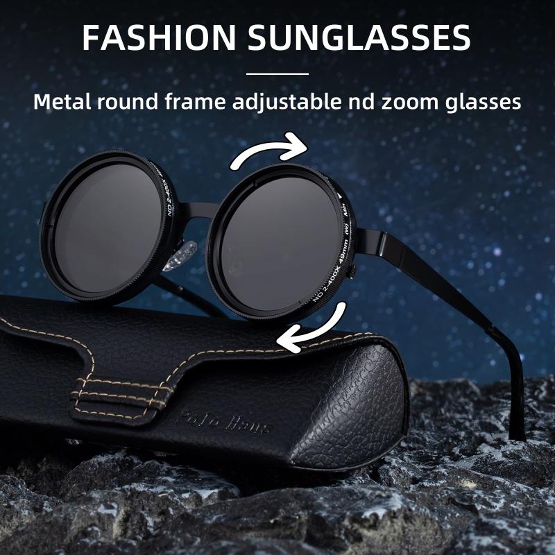 Новые солнцезащитные очки Nd Zoom с регулируемым затемнением, очки с круглой оправой высокого класса, устойчивые к УФ-излучению, поляризованные очки, мужские для рыбалки на открытом воздухе