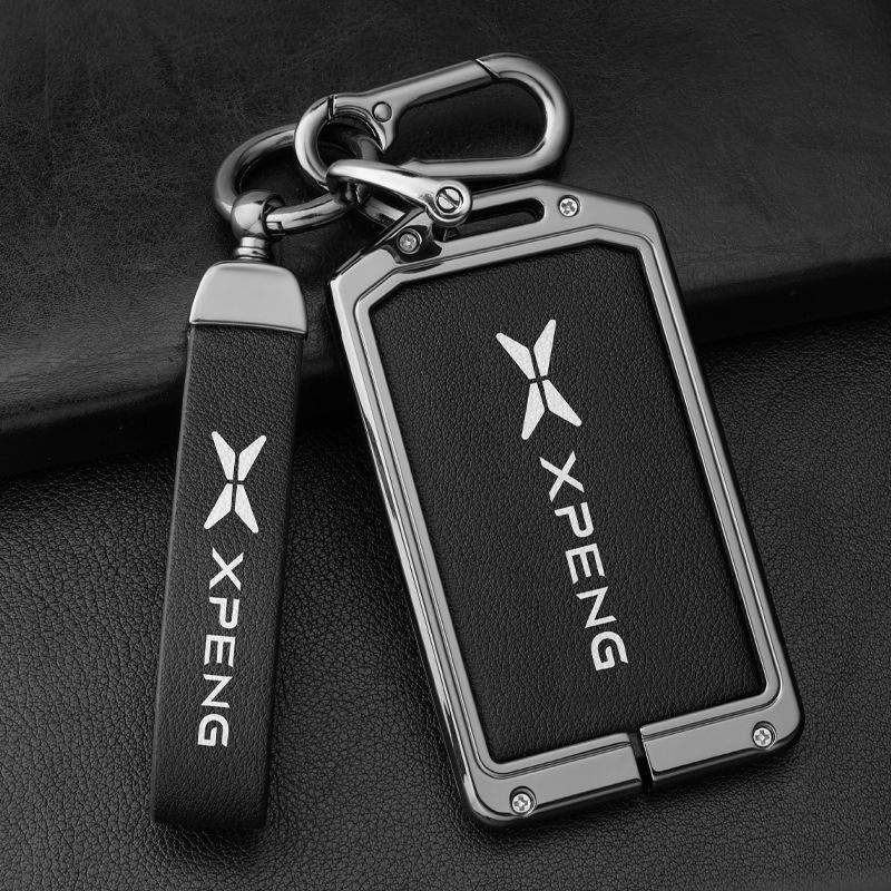 Чехол-брелок для ключа автомобиля из сплава+кожи для Xpeng Xiaopeng p7 p7i p5 g3 g3i g9 g6 22-23 Держатель Аксессуары для брелока в салоне