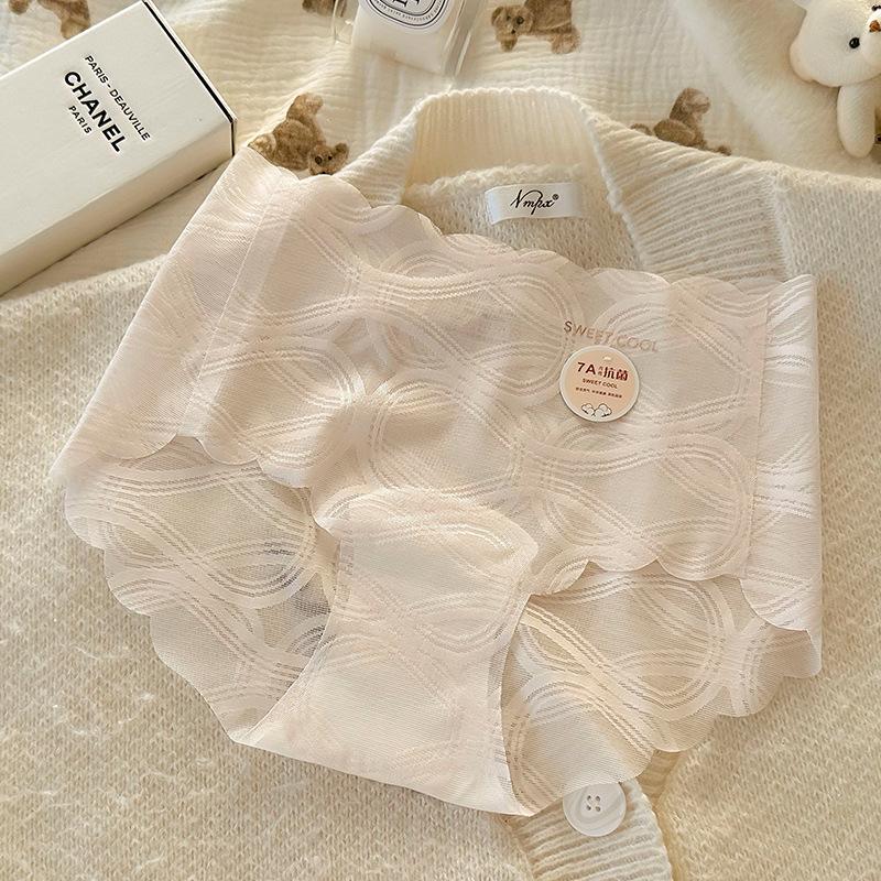 Women's Lace Seamless Underwear Women's Summer Mid-waist Pure Cotton 7A Antibacterial Extended Crotch Underwear Briefs