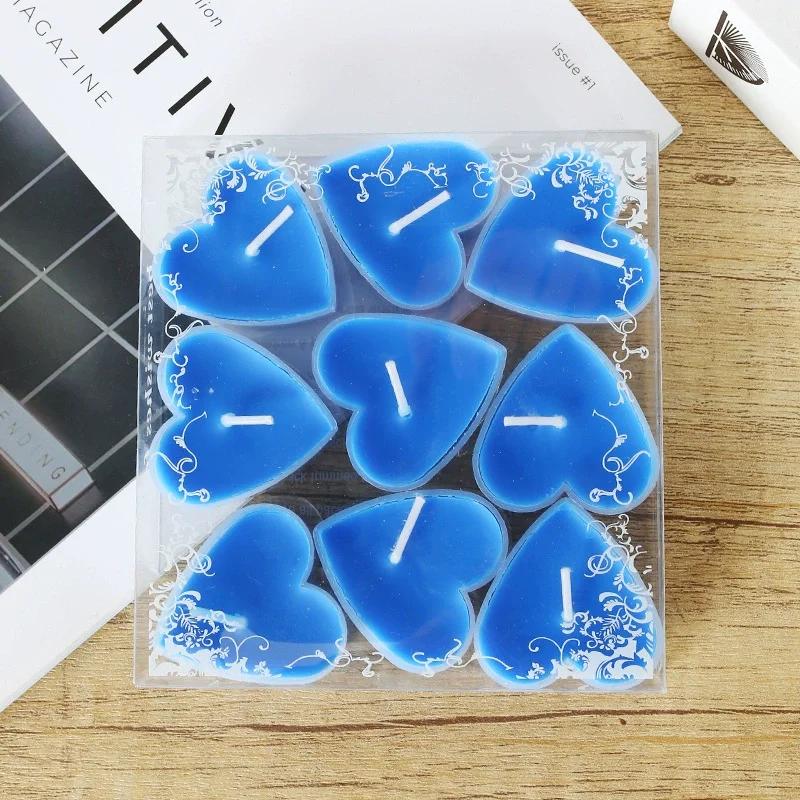 9 Pcs Creative Heart-shaped Candles/set Romantic Birthday Candles Lover Candles Dinner Proposal Scene Candles