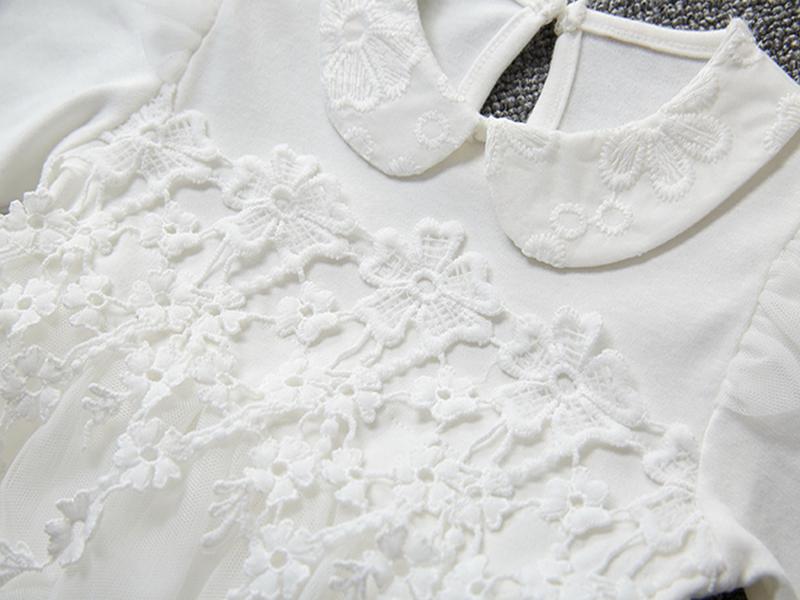 Princess Baby Girl Tassel White Dress Long Sleeve Spring Autumn Lace Party Dresses + Hats