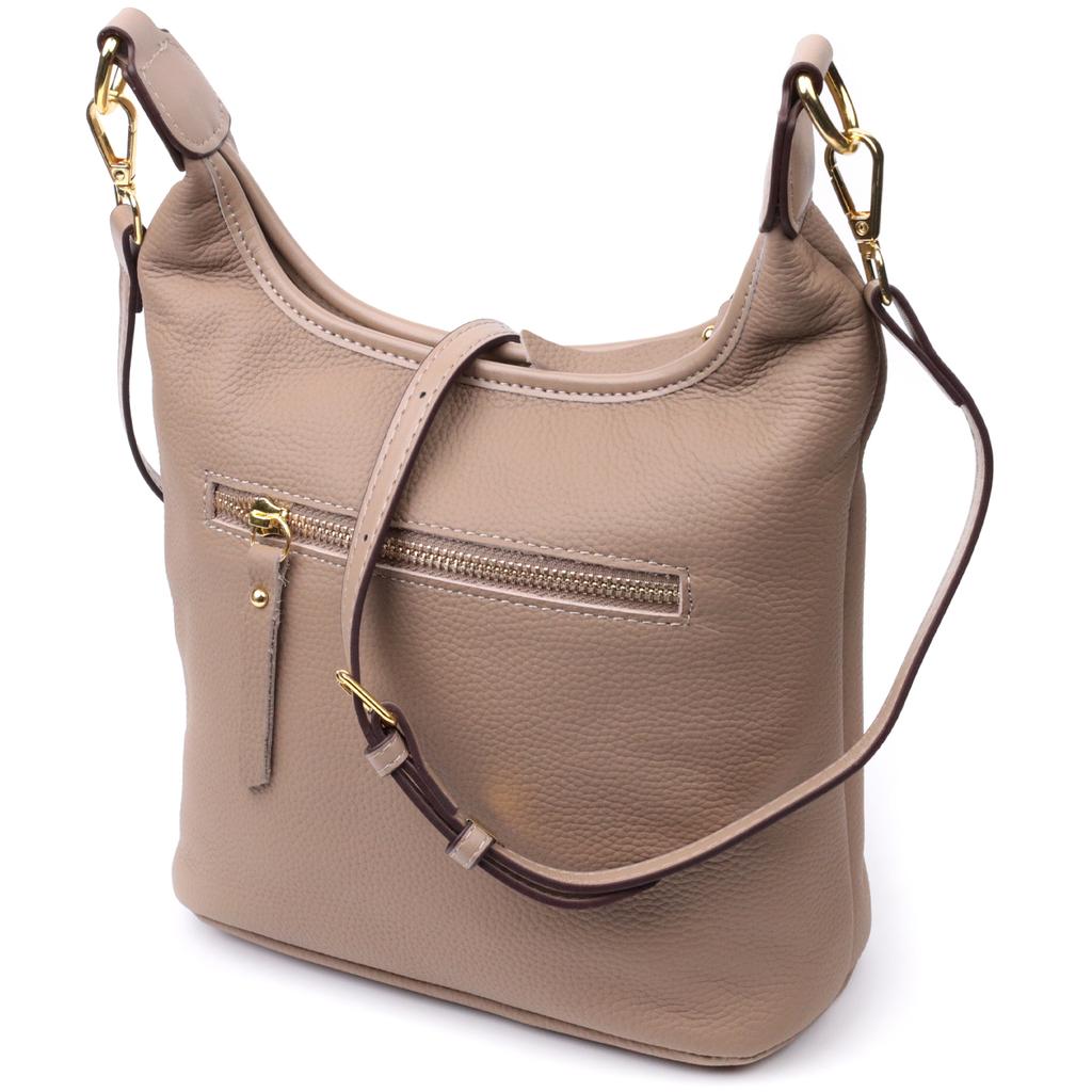 Women's Shoulder Bag Made of Genuine Leather Vintage 22629 Beige