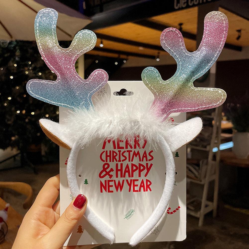 2024 New Year Christmas Hair Bands Cute Deer Horn Santa Claus Tree Headwear Hair Accessories For Xmas Gifts Party Supplies