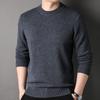 Hengyuanxiang Men's Thickened 100% Pure Wool Round Neck Pullover Sweater