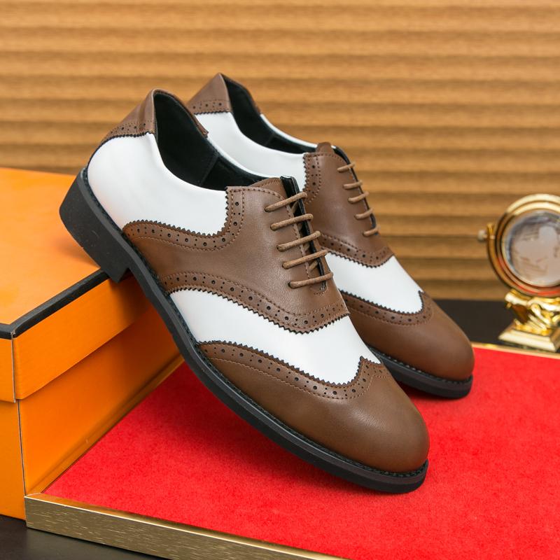 Fashion Size 38-46 Classic Men Block Shoes Luxury Comfortable Fashion Brand Leather Shoes British Lace Up Business Banquet Dress Shoes