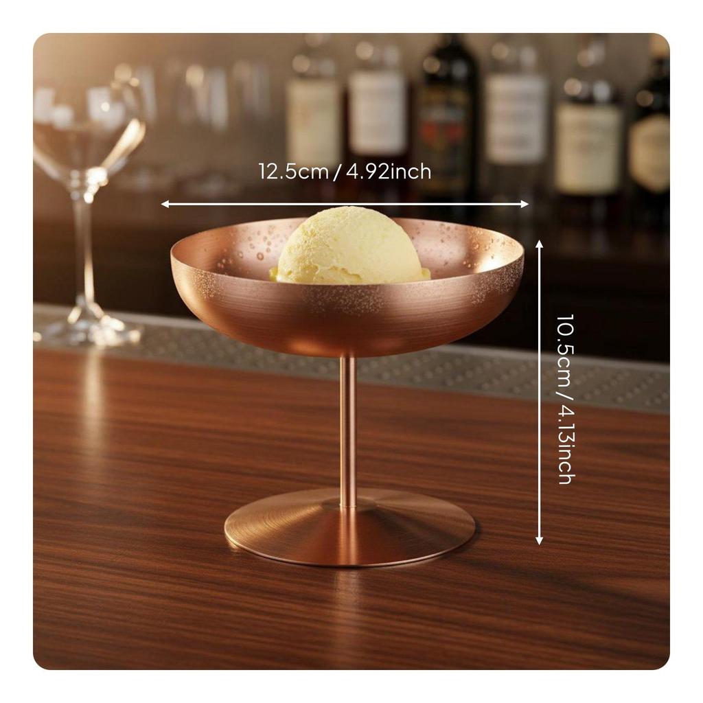 Stainless Steel Ice Cream Glass Unbreakable Goblet Versatile Stemmed