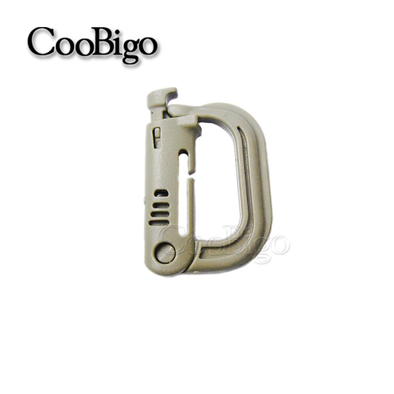 50pcs Plastic D Ring Grimlock Carabiner Clips Molle Tactical Backpack Snap Lock Webbing Buckle Keychain Hook Outdoor Accessories