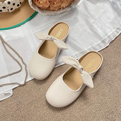 Суперудобные тапочки-мешки с мягкой подошвой для женщин, лето 2025, новая верхняя одежда с бабочкой и одним словом на поясе, ленивые полутапочки на одну ногу