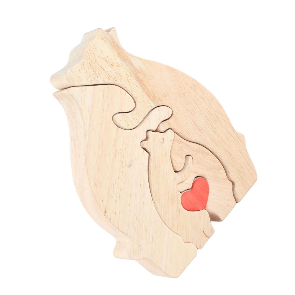 4.72x5.91x0.79in Beech Wood Bear Puzzle Ornament Cabinet Surface Layout Craft