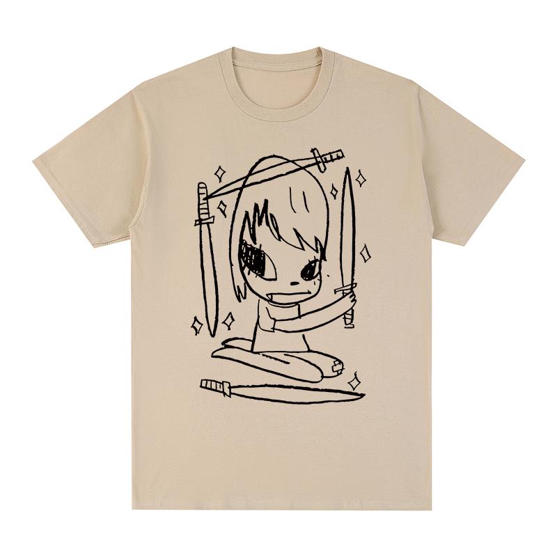 Yoshitomo Nara ЧЕТВЕРКА МЕЧЕЙ Футболка смешная Мужская футболка Новая ТИШКА ТИШКА Женские топы Унисекс