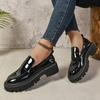 Womens Leather Shoes Fashion Soft Sole Loafers Women Thick Soles Comfortable Slip On Single Shoe Plus Size