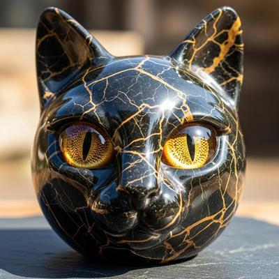 Скульптура кошки Элегантные фигурки черной кошки Художественная скульптура Смола Настольный декор Художественный элемент Для мужчин женщин Любителей животных Новоселье