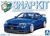 Aoshima Bunka Kyozai Rakupla Сборная модель-конструктор Nissan R34 Skyline с кастомными колесами Масштаб Пластиковый набор (АОСИМА) нет. 12CU-BB GT-R (Бэйсайд Блю) 1/32