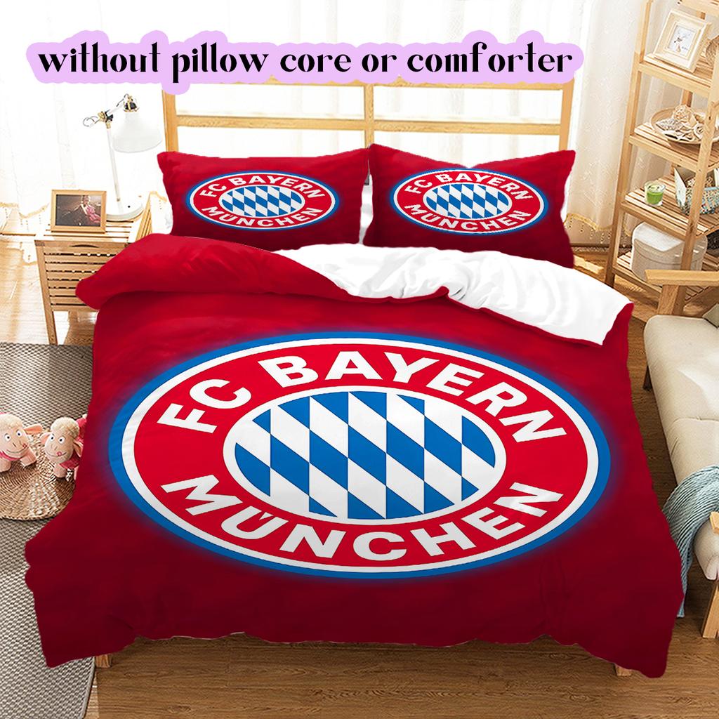 FC Bayern Munich Pattern Bedding Quilt Set Quilt Cover Pillowcase Home Decoration Birthday Gift (1 * duvet cover + 2 * pillowcase, without core)