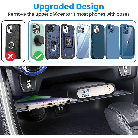 Upgraded Center Console Organizer Compatible With Toyota RAV4 2025 2024 Interior Accessories, Gear Shift Storage Tray Secondary Box Ert Divider