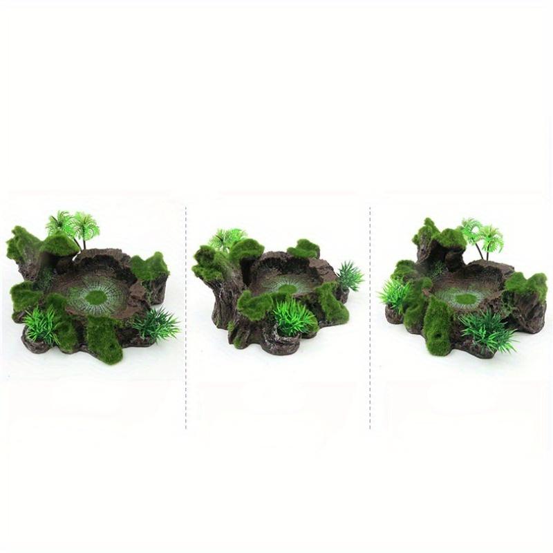 Тарелка для кормления из смолы в стиле джунглей, украшение для домашних животных, миска для кормления рептилий, бассейн с водой