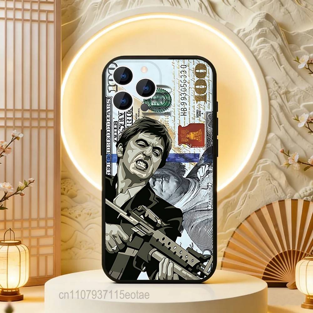 Чехол для телефона S-Scarfaces Tony Montana для iPhone 17,16,15,14,13,12,11,Pro,Max,Plus,E,Air,Mini Защитный Черный Чехол
