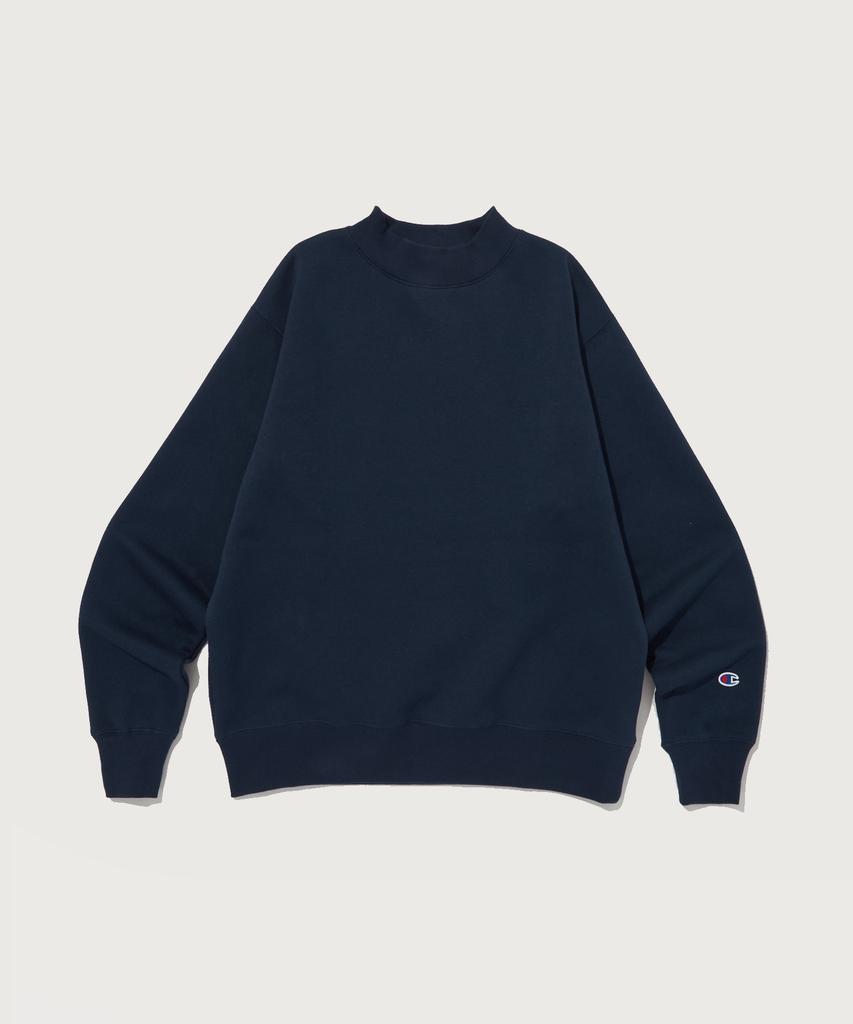 CHAMPION Mock Neck Brushed Sweatshirt Normal Navy