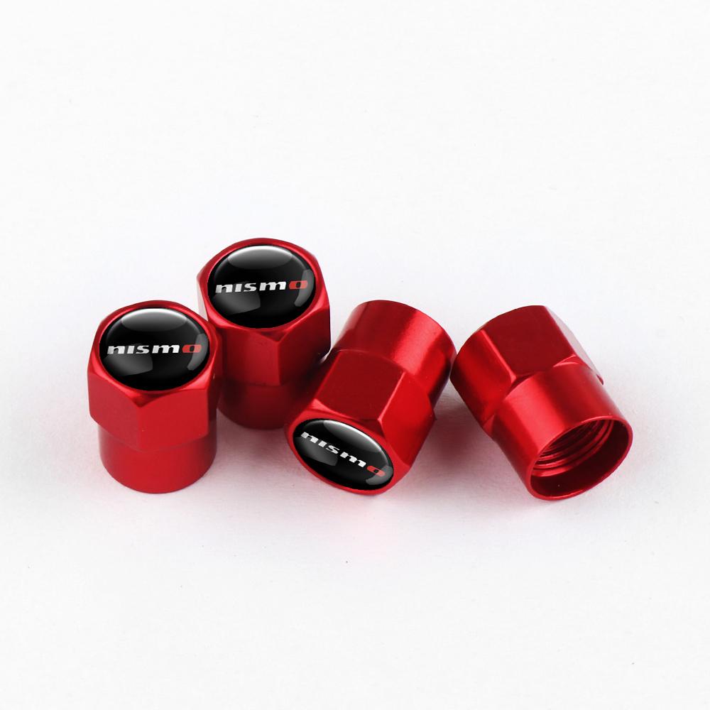 AOK3 4PCS Metal Car Badges Wheel Tire Valve Caps Covers Car Accessories For Nissan Nismo X-Trail 1 2 T32 Almera Qashqai Skyline Note