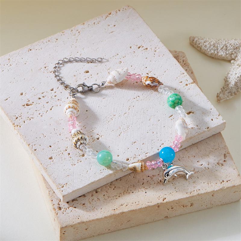 Beach Ocean Shell Jewelry Fashionable and Versatile Summer Conch Beaded Pendant Bracelet