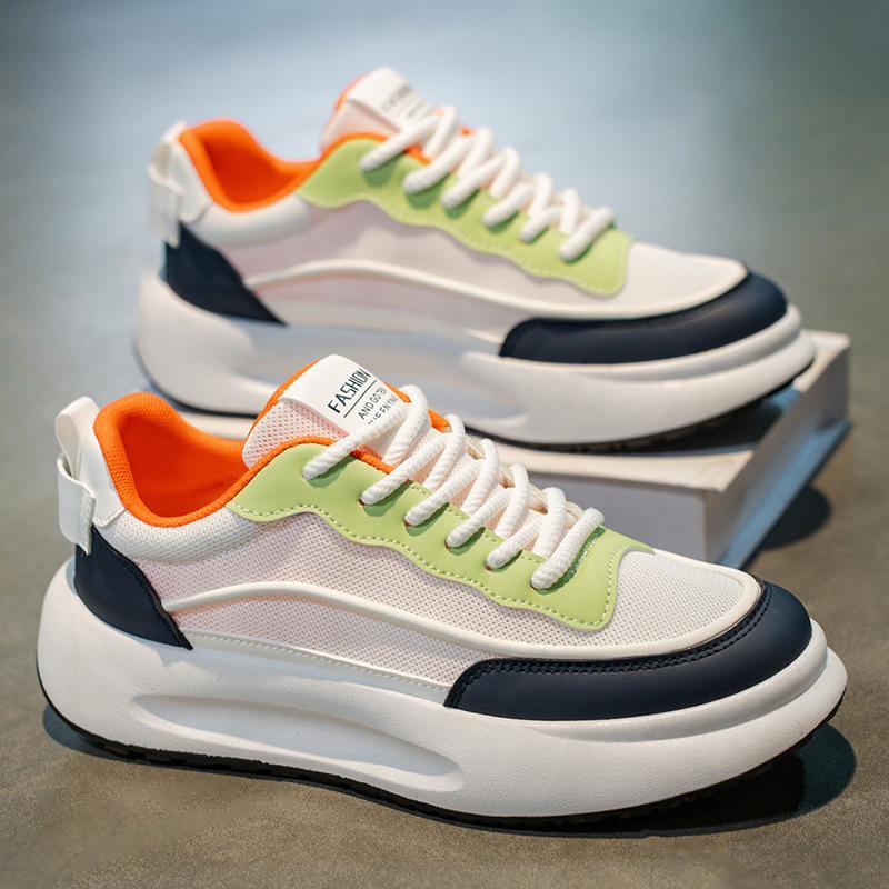 Men's Shoes New Mesh Breathable Little White Shoes Trendy Versatile Low-top Shoes Thick-soled Heightening Shoes Comfortable Casual Shoes