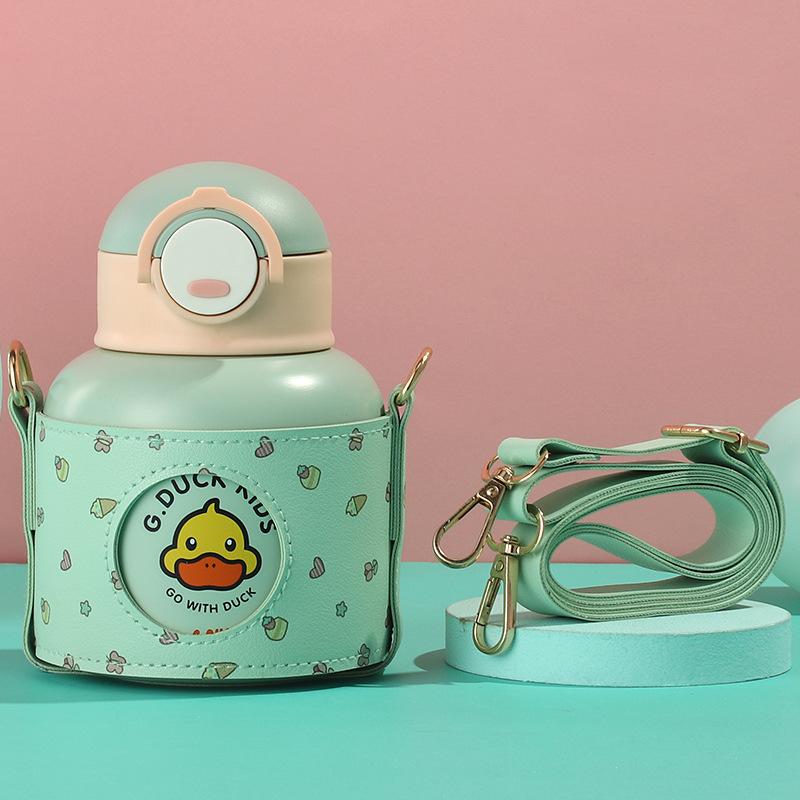 Cartoon Children's Thermos Mug 316 Stainless Steel Vacuum Student Bounce Cup with Straw