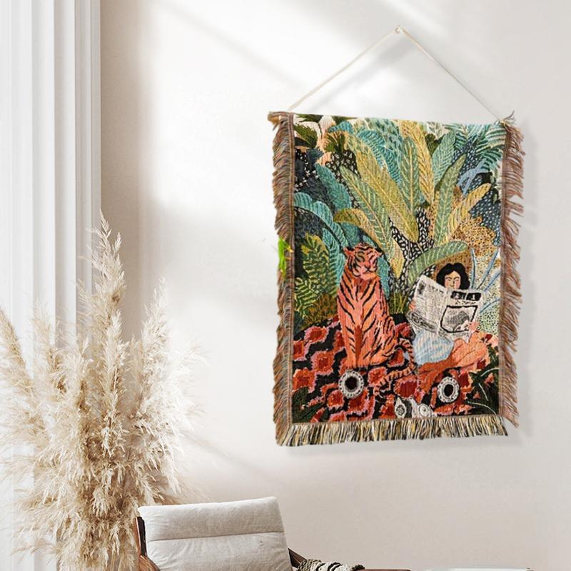 60x80cm Cartoon Print Pattern Retro Crafts Chic Pendant Decorative Tassels Ornaments Hanging Handmade Home Decoration