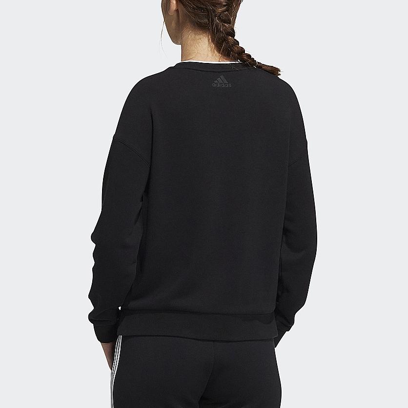 adidas Fi W Swt Gloss Logo Print Knit Crew Neck Sweatshirt Women Hoody Black H09766