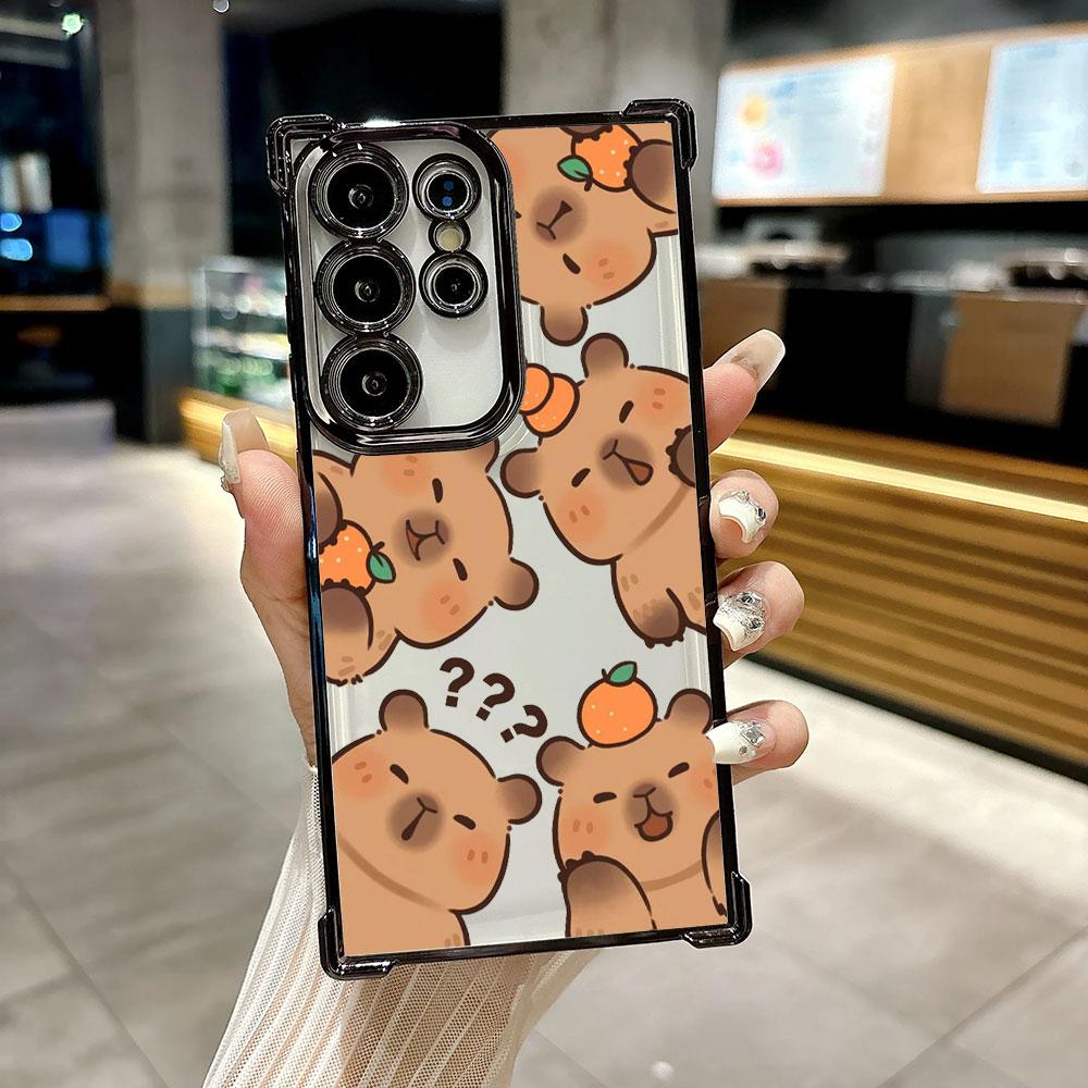 Capybara Cartoon Animal Funda For Samsung S26 Ultra Phone Case For Galaxy S25 FE S26 S24 S23 S22 S21 Ultra S20 Plus Clear Cover