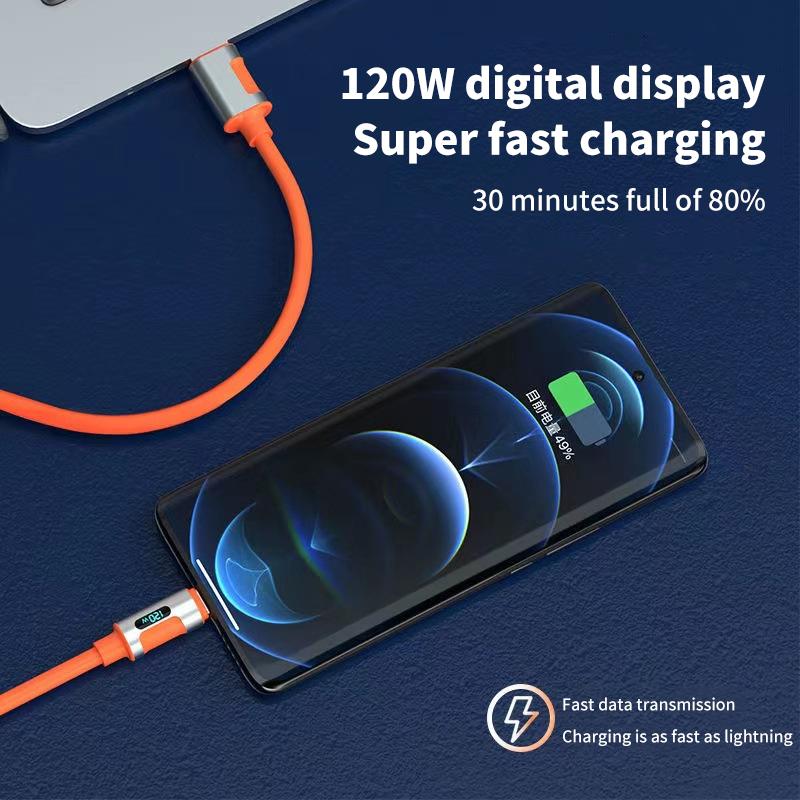 2M 120W цифровой дисплей Usb-C кабель для передачи данных сверхбыстрая зарядка Type-C адаптер разъем для iPhone 15 Pro Max Xiaomi Samsung