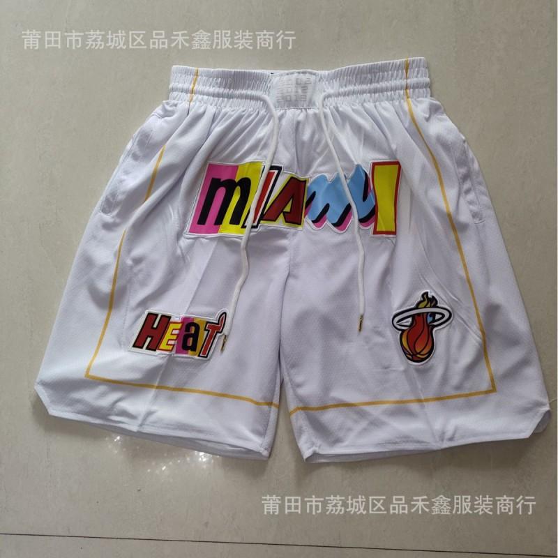 Баскетбольные шорты Miami Heat Мужские Городские Белые Черные с Радужным Принтом Спортивная одежда для Тренировок Хлопковые Атлетические Брюки