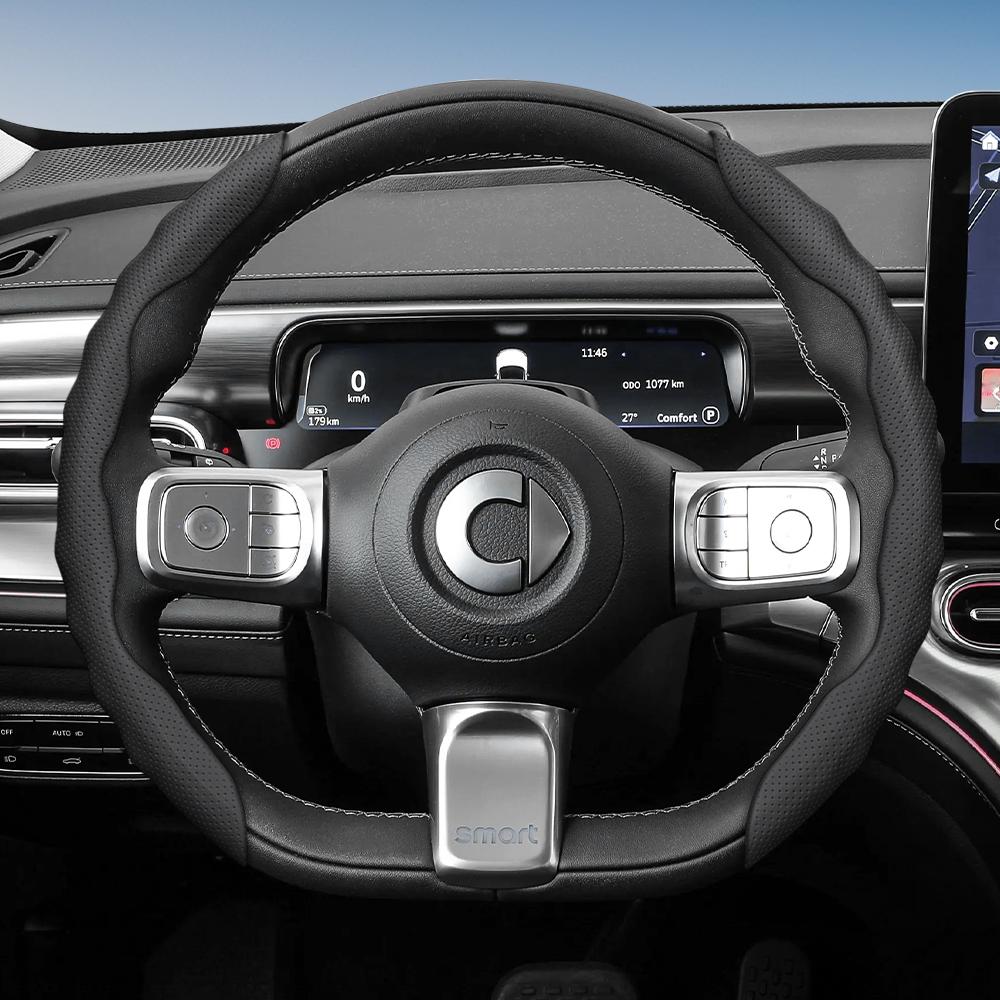 vcxja9 Suitable for Smart Steering Wheel Cover with Wavy Sports Design, Breathable Leather, Segmented Non-Slip Sweat-Absorbing Steering Wheel