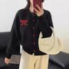 Autumn and Winter with a New Bow Soft Trendy Short Sweater Knitted Cardigan Jacket