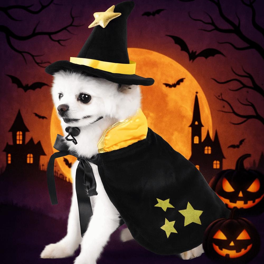Stand-collar Halloween Pet Costume Star Small Dog Knight Cape Funny Cat Cosplay Cloak  Party
