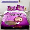 3pcs Masha and the Bear3 Cover Set - Personalized Name, HD Printed Bedding with 1 Cover and 2 Pillowcases - Perfect for Home Decor, Easy Care